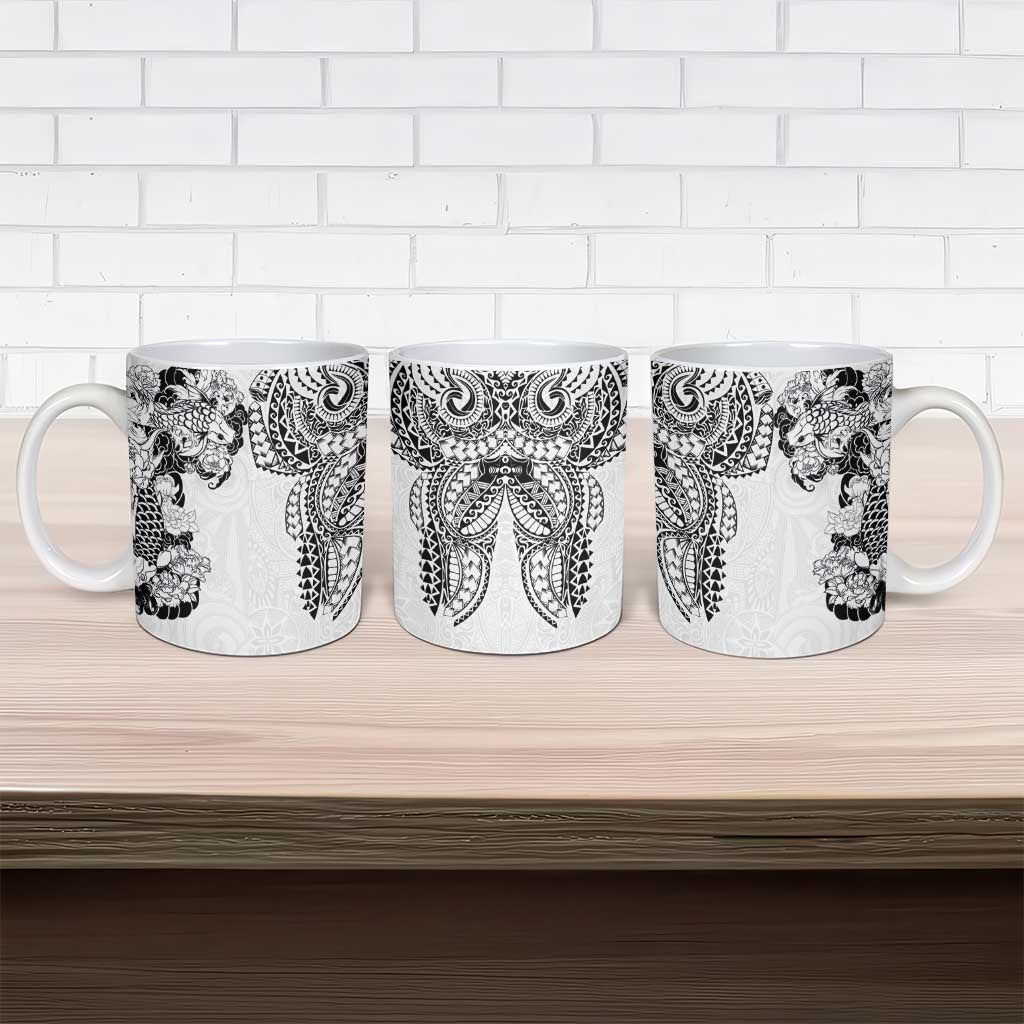 Japanese Irezumi and Hawaiian Polynesian Art Tattoo Ceramic Mug White Color LT03 - Polynesian Pride