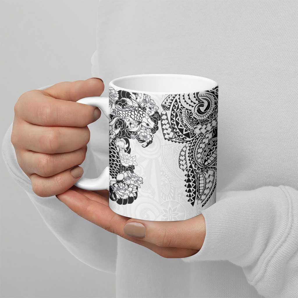 Japanese Irezumi and Hawaiian Polynesian Art Tattoo Ceramic Mug White Color LT03 - Polynesian Pride