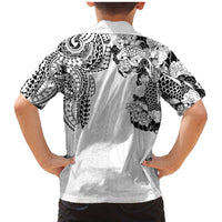 Japanese Irezumi and Hawaiian Polynesian Art Tattoo Family Matching Mermaid Dress and Hawaiian Shirt White Color - Polynesian Pride