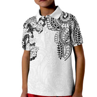Japanese Irezumi and Hawaiian Polynesian Art Tattoo Kid Polo Shirt White Color - Polynesian Pride