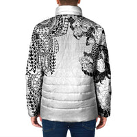 Japanese Irezumi and Hawaiian Polynesian Art Tattoo Padded Jacket White Color LT03 - Polynesian Pride