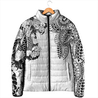 Japanese Irezumi and Hawaiian Polynesian Art Tattoo Padded Jacket White Color LT03 - Polynesian Pride