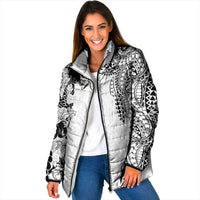 Japanese Irezumi and Hawaiian Polynesian Art Tattoo Padded Jacket White Color LT03 Women White - Polynesian Pride