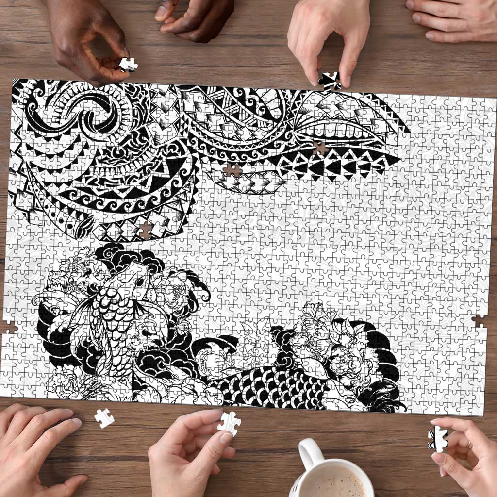 Japanese Irezumi and Hawaiian Polynesian Art Tattoo Puzzle White Color LT03 - Polynesian Pride