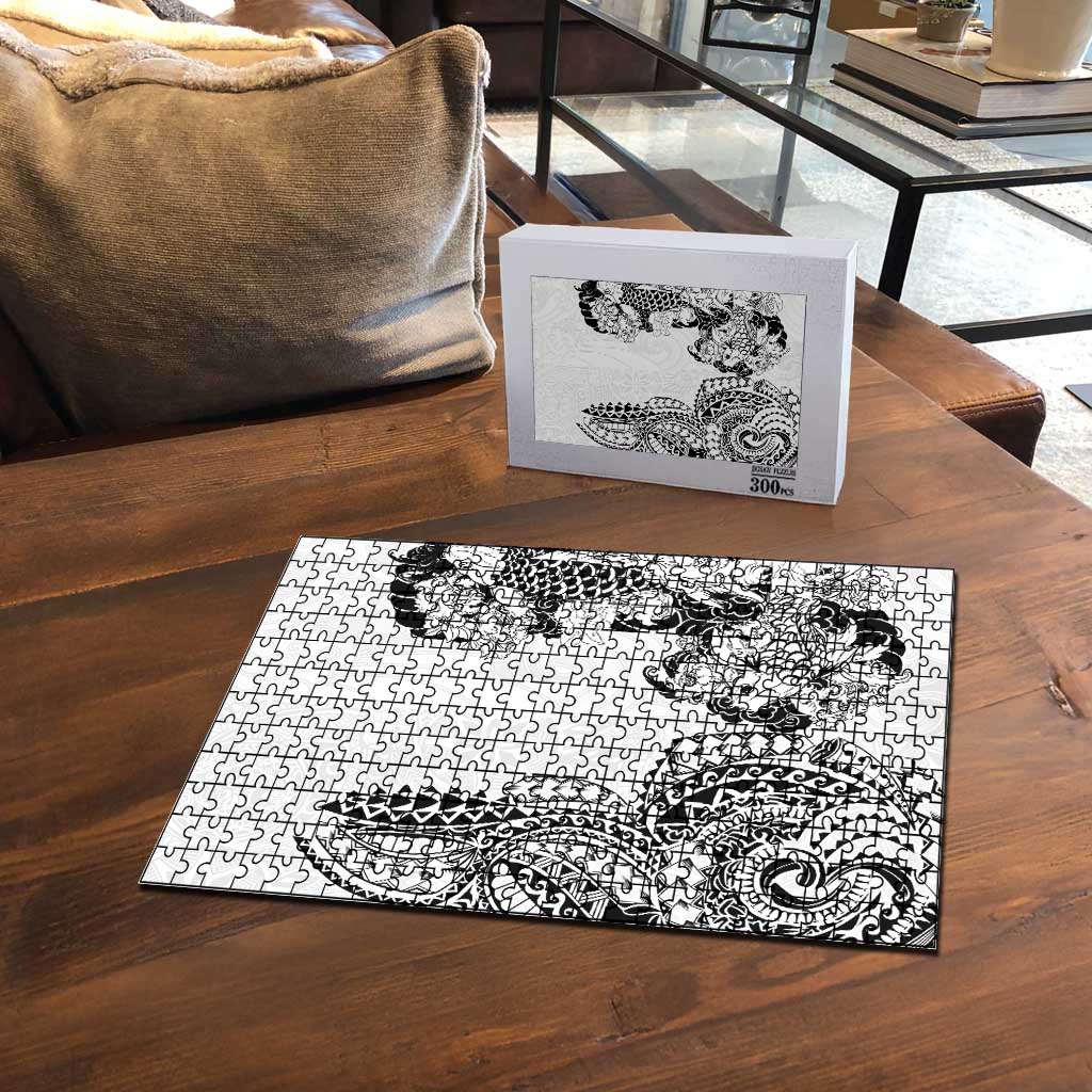 Japanese Irezumi and Hawaiian Polynesian Art Tattoo Puzzle White Color LT03 - Polynesian Pride