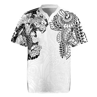 Japanese Irezumi and Hawaiian Polynesian Art Tattoo Rugby Jersey White Color LT03 White - Polynesian Pride