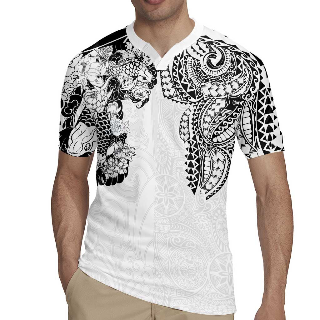 Japanese Irezumi and Hawaiian Polynesian Art Tattoo Rugby Jersey White Color LT03 - Polynesian Pride