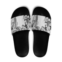 Japanese Irezumi and Hawaiian Polynesian Art Tattoo Slide Sandals White Color - Polynesian Pride