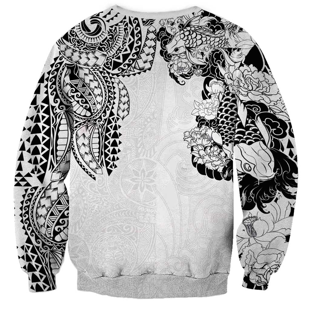 Japanese Irezumi and Hawaiian Polynesian Art Tattoo Sweatshirt White Color LT03 - Polynesian Pride