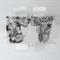 Japanese Irezumi and Hawaiian Polynesian Art Tattoo Tablecloth White Color LT03 White - Polynesian Pride