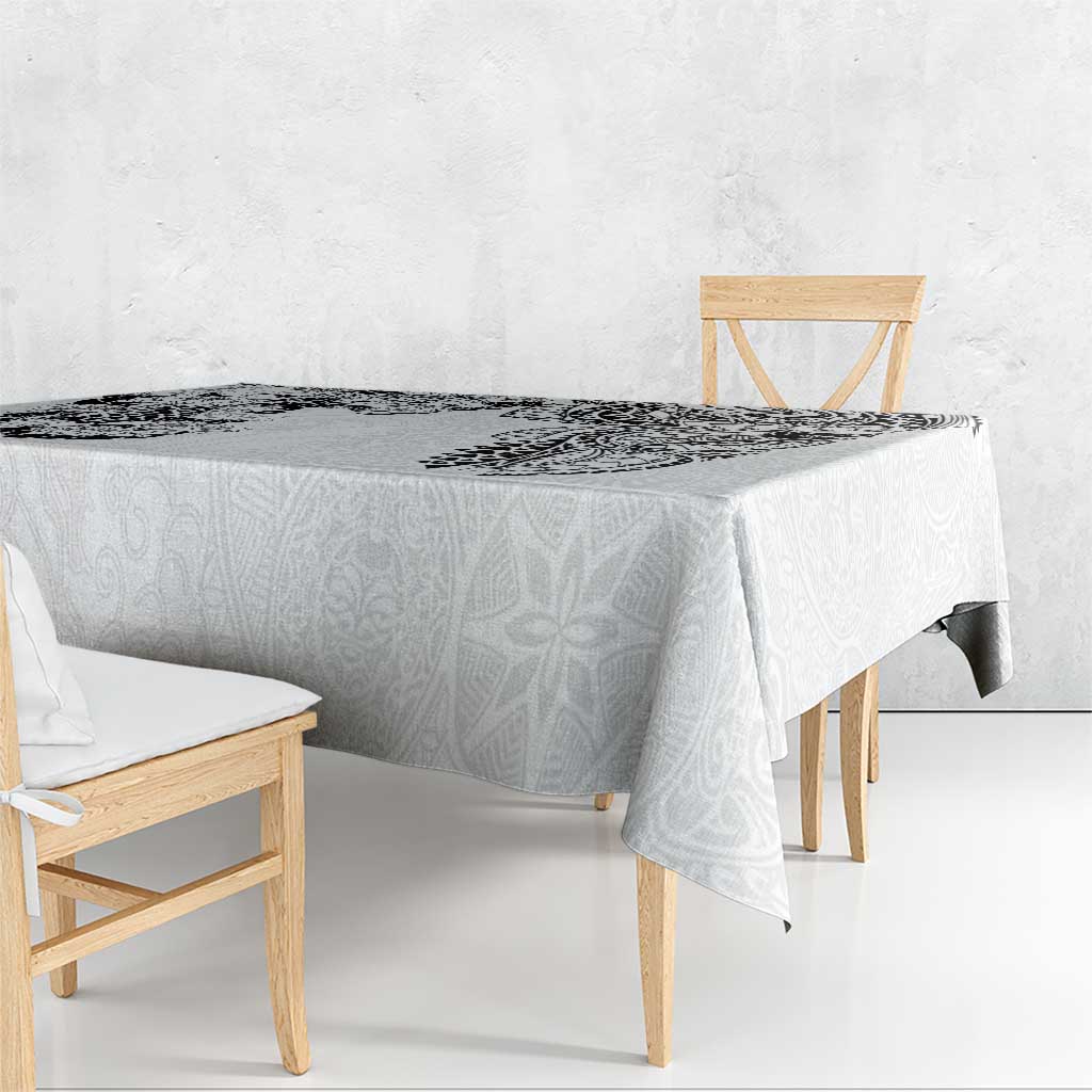 Japanese Irezumi and Hawaiian Polynesian Art Tattoo Tablecloth White Color LT03 - Polynesian Pride