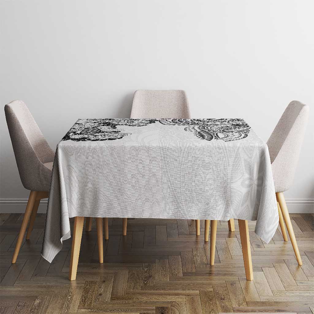 Japanese Irezumi and Hawaiian Polynesian Art Tattoo Tablecloth White Color LT03 - Polynesian Pride