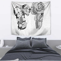 Japanese Irezumi and Hawaiian Polynesian Art Tattoo Tapestry White Color - Polynesian Pride
