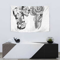 Japanese Irezumi and Hawaiian Polynesian Art Tattoo Tapestry White Color - Polynesian Pride