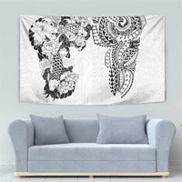 Japanese Irezumi and Hawaiian Polynesian Art Tattoo Tapestry White Color - Polynesian Pride
