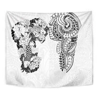 Japanese Irezumi and Hawaiian Polynesian Art Tattoo Tapestry White Color - Polynesian Pride