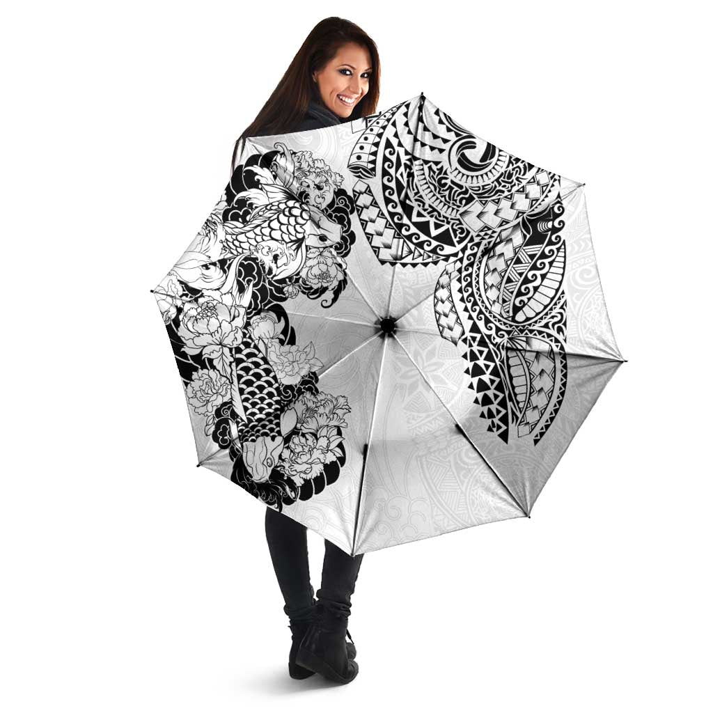 Japanese Irezumi and Hawaiian Polynesian Art Tattoo Umbrella White Color - Polynesian Pride