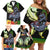 Hawaii Kaimuki High School Family Matching Off Shoulder Short Dress and Hawaiian Shirt Tribal Kakau Pattern Mix Hibiscus Flower LT03 - Polynesian Pride