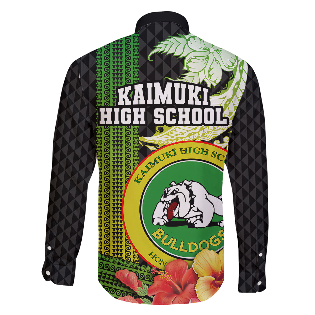 Hawaii Kaimuki High School Family Matching Tank Maxi Dress and Hawaiian Shirt Tribal Kakau Pattern Mix Hibiscus Flower LT03 - Polynesian Pride
