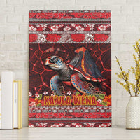 Hawaii KaUla Wena Volcano Turtle Canvas Wall Art Lava and Tropical Plants Tribal Pattern LT03 Without Frame Red - Polynesian Pride