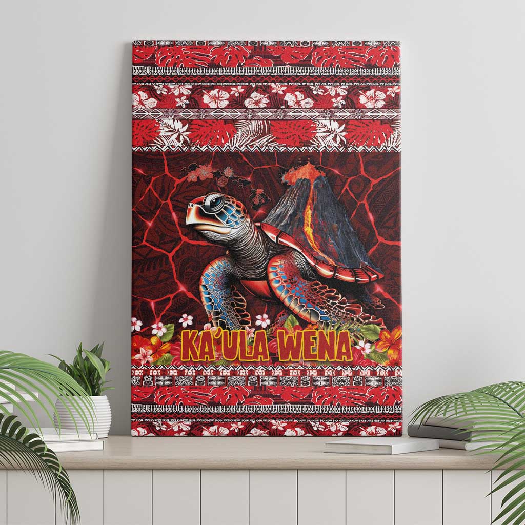 Hawaii KaUla Wena Volcano Turtle Canvas Wall Art Lava and Tropical Plants Tribal Pattern LT03 - Polynesian Pride