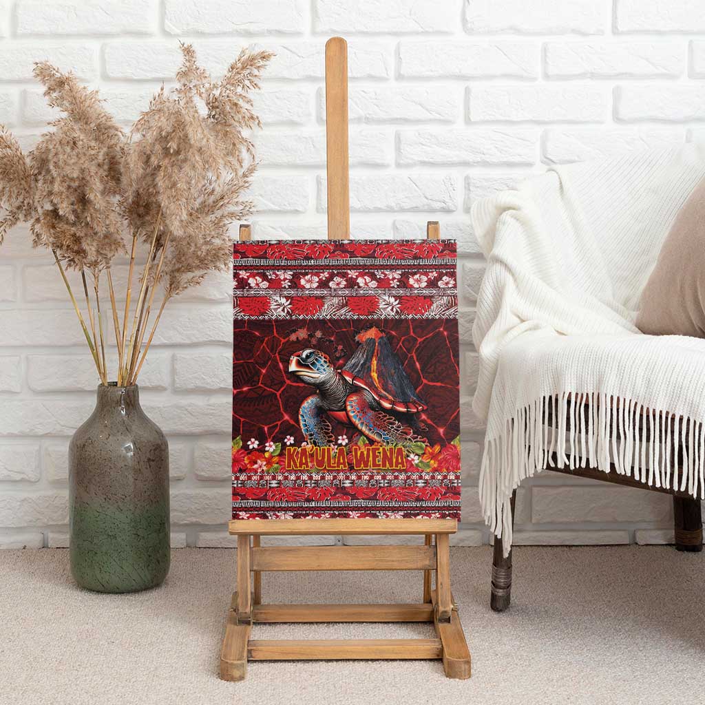 Hawaii KaUla Wena Volcano Turtle Canvas Wall Art Lava and Tropical Plants Tribal Pattern LT03 - Polynesian Pride