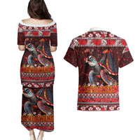 Hawaii KaUla Wena Volcano Turtle Couples Matching Puletasi and Hawaiian Shirt Lava and Tropical Plants Tribal Pattern LT03 - Polynesian Pride