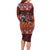 Hawaii KaʻUla Wena Volcano Turtle Family Matching Long Sleeve Bodycon Dress and Hawaiian Shirt Lava and Tropical Plants Tribal Pattern