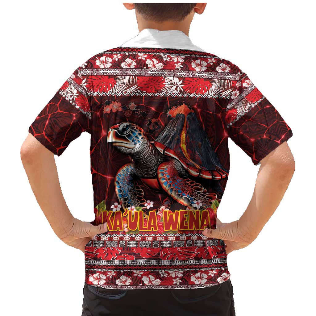 Hawaii KaʻUla Wena Volcano Turtle Family Matching Mermaid Dress and Hawaiian Shirt Lava and Tropical Plants Tribal Pattern