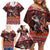 Hawaii KaʻUla Wena Volcano Turtle Family Matching Off Shoulder Short Dress and Hawaiian Shirt Lava and Tropical Plants Tribal Pattern