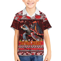 Hawaii KaʻUla Wena Volcano Turtle Family Matching Puletasi and Hawaiian Shirt Lava and Tropical Plants Tribal Pattern