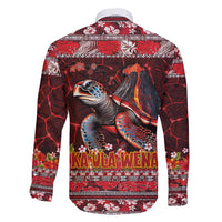 Hawaii KaʻUla Wena Volcano Turtle Family Matching Tank Maxi Dress and Hawaiian Shirt Lava and Tropical Plants Tribal Pattern