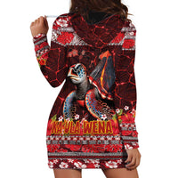 Hawaii KaUla Wena Volcano Turtle Hoodie Dress Lava and Tropical Plants Tribal Pattern LT03 - Polynesian Pride