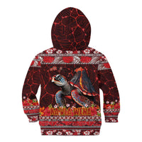Hawaii KaʻUla Wena Volcano Turtle Kid Hoodie Lava and Tropical Plants Tribal Pattern