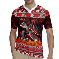 Hawaii KaUla Wena Volcano Turtle Rugby Jersey Lava and Tropical Plants Tribal Pattern LT03 - Polynesian Pride