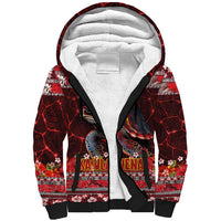Hawaii KaUla Wena Volcano Turtle Sherpa Hoodie Lava and Tropical Plants Tribal Pattern LT03 Unisex Red - Polynesian Pride