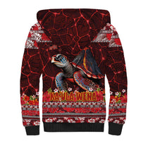 Hawaii KaUla Wena Volcano Turtle Sherpa Hoodie Lava and Tropical Plants Tribal Pattern LT03 - Polynesian Pride