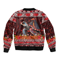 Hawaii KaUla Wena Volcano Turtle Sleeve Zip Bomber Jacket Lava and Tropical Plants Tribal Pattern LT03 - Polynesian Pride