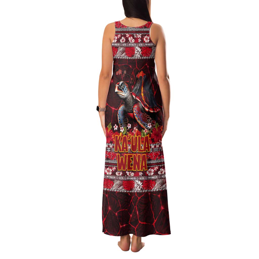 Hawaii KaUla Wena Volcano Turtle Tank Maxi Dress Lava and Tropical Plants Tribal Pattern LT03 - Polynesian Pride
