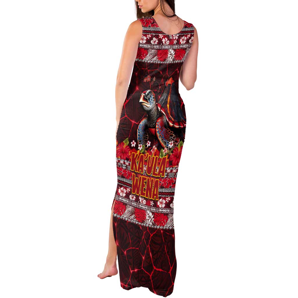 Hawaii KaUla Wena Volcano Turtle Tank Maxi Dress Lava and Tropical Plants Tribal Pattern LT03 - Polynesian Pride
