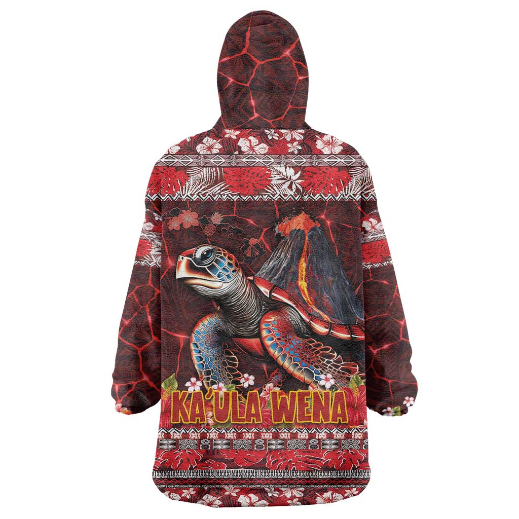 Hawaii KaUla Wena Volcano Turtle Wearable Blanket Hoodie Lava and Tropical Plants Tribal Pattern LT03 - Polynesian Pride