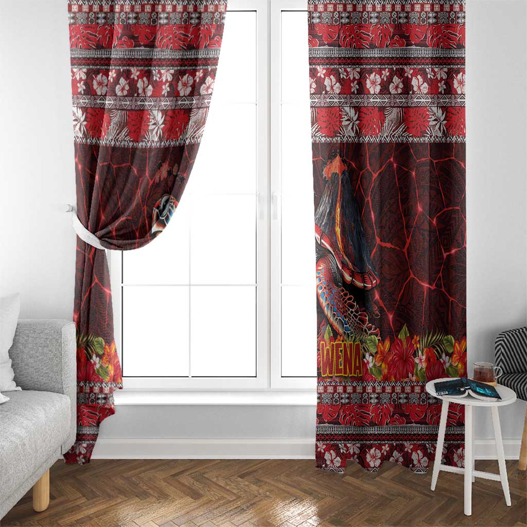 Hawaii KaUla Wena Volcano Turtle Window Curtain Lava and Tropical Plants Tribal Pattern LT03 - Polynesian Pride