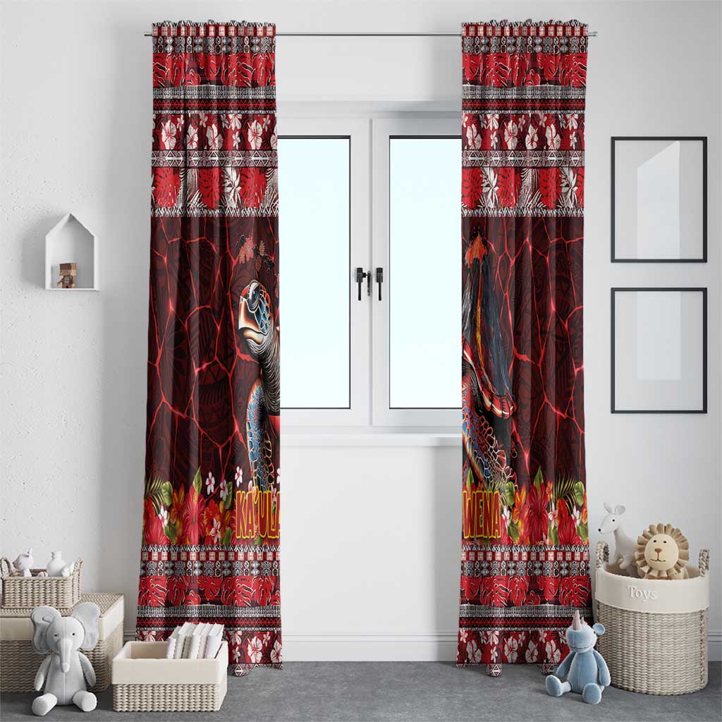 Hawaii KaUla Wena Volcano Turtle Window Curtain Lava and Tropical Plants Tribal Pattern LT03 - Polynesian Pride