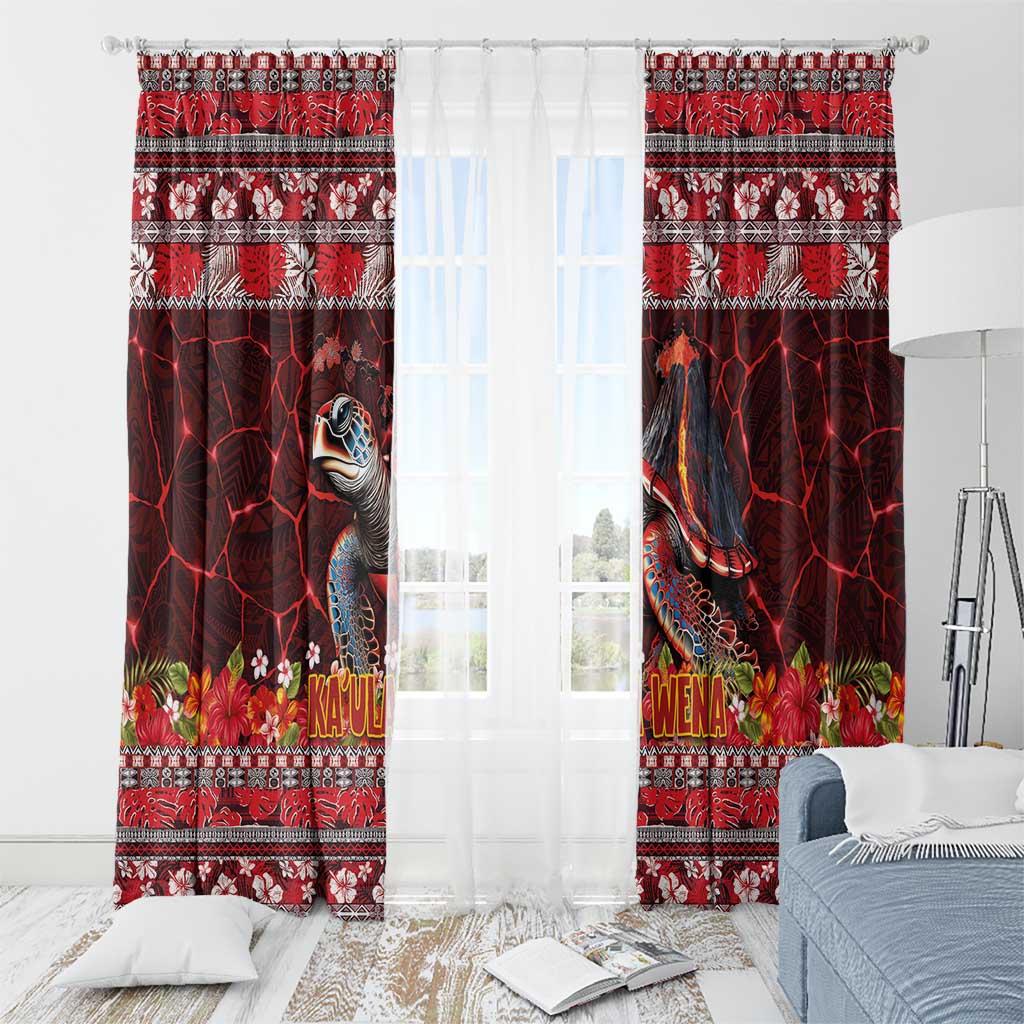 Hawaii KaUla Wena Volcano Turtle Window Curtain Lava and Tropical Plants Tribal Pattern LT03 - Polynesian Pride