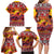 Hawaii KaʻUla Wena Octopus Family Matching Long Sleeve Bodycon Dress and Hawaiian Shirt Oceanic Red with Corals and Tropical On Sunset Landscape