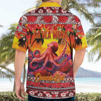 Hawaii KaUla Wena Octopus Hawaiian Shirt Oceanic Red with Corals and Tropical On Sunset Landscape LT03 - Polynesian Pride