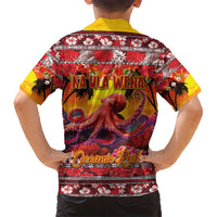 Hawaii KaUla Wena Octopus Hawaiian Shirt Oceanic Red with Corals and Tropical On Sunset Landscape LT03 - Polynesian Pride
