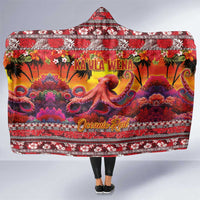 Hawaii KaUla Wena Octopus Hooded Blanket Oceanic Red with Corals and Tropical On Sunset Landscape LT03 One Size Red - Polynesian Pride