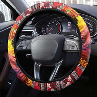 Hawaii KaUla Wena Octopus Steering Wheel Cover Oceanic Red with Corals and Tropical On Sunset Landscape LT03 - Polynesian Pride