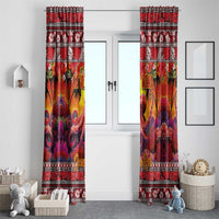 Hawaii KaUla Wena Octopus Window Curtain Oceanic Red with Corals and Tropical On Sunset Landscape LT03 - Polynesian Pride